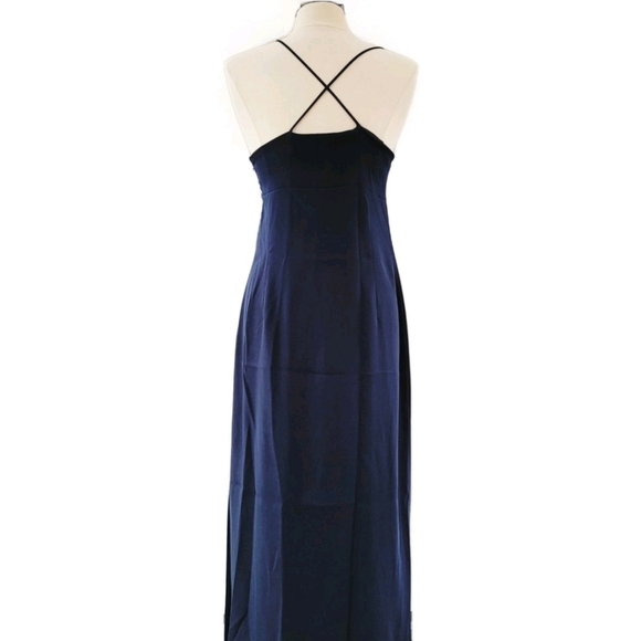 La Perla Dress Size 46 Navy Blue Sheath Column Criss Cross Back Minimalist - Picture 3 of 16